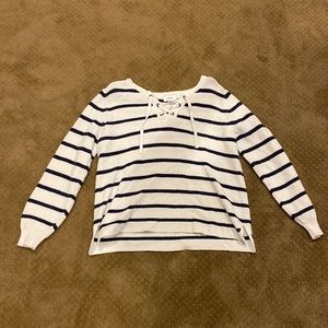 dark navy and white stripped sweater